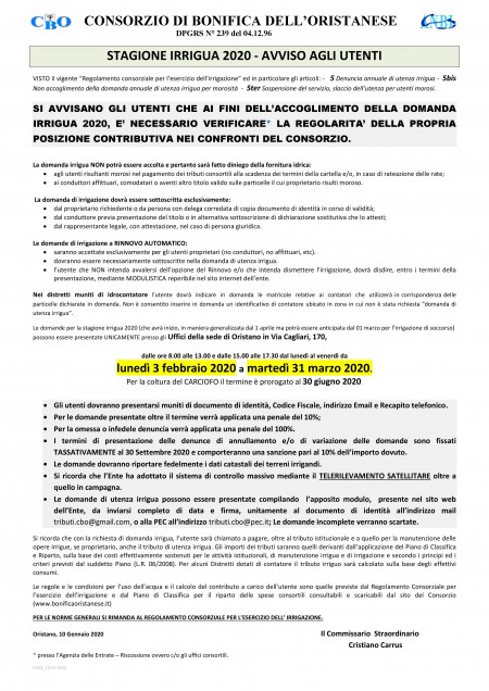 Avviso agli Utenti